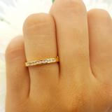 0.08 Carat (ctw) 18K Yellow Gold Round Cut White Diamond Ladies Channel Set Anniversary Wedding Stackable Band 1/10 CT