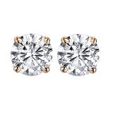 3.00 Carat (ctw) Round Moissanite Ladies Solitaire Fashion Stud Earrings 10K Rose Gold