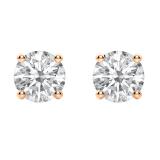 2.00 Carat (ctw) Round Moissanite Ladies Solitaire Fashion Stud Earrings 10K Rose Gold