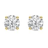 2.00 Carat (ctw) Round Moissanite Ladies Solitaire Fashion Stud Earrings 10K Yellow Gold