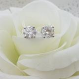 3.00 Carat (ctw) Round Moissanite Ladies Solitaire Fashion Stud Earrings 14K White Gold