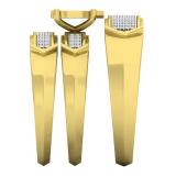 0.35 Carat (ctw) Yellow Plated Sterling Silver Round White Diamond Men & Womens Micro Pave Engagement Ring Trio Bridal Set 1/3 CT