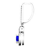 1.50 Carat (ctw) 14K White Gold Round Cut Blue Sapphire & White Diamond Ladies Halo Style Dangling Drop Earrings 1 1/2 CT