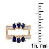 1.00 Carat (ctw) 10K Rose Gold Trillion Cut Blue Sapphire & Round Cut White Diamond Ladies Anniversary Wedding Band Enhancer Guard Ring 1 CT