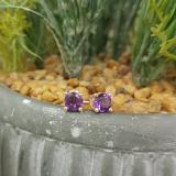 1.50 Carat (ctw) 14K Rose Gold Round Cut Amethyst Ladies Solitaire Stud Earrings 1 1/2 CT