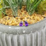 1.00 Carat (Ctw) Sterling Silver Pear Cut Amethyst Ladies Solitaire Stud Earrings 1 CT