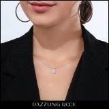 2.00 Cttw Oval Cubic Zirconia V Bail Solitaire Pendant with 18 inch Silver Chain, 925 Sterling Silver