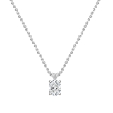 3.00 Cttw Oval Cubic Zirconia V Bail Solitaire Pendant with 18 inch Silver Chain, 925 Sterling Silver