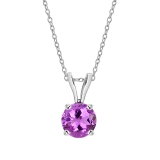 1.50 Carat (ctw) Sterling Silver Round Cut Amethyst Ladies Solitaire Pendant (Chain Included) 1 1/2 CT