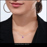 1.50 Carat (ctw) Sterling Silver Round Cut Amethyst Ladies Solitaire Pendant (Chain Included) 1 1/2 CT