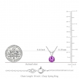 1.50 Carat (ctw) Sterling Silver Round Cut Amethyst Ladies Solitaire Pendant (Chain Included) 1 1/2 CT