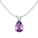 1.50 Carat (ctw) Sterling Silver Pear Cut Amethyst Ladies Solitaire Pendant (Chain Included) 1 1/2 CT