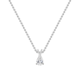 0.50 Cttw Pear Cut Solitaire Cubic Zirconia Classic Pendant with 18 inch Silver Chain, 925 Sterling Silver