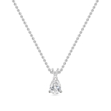 1.00 Cttw Pear Cut Solitaire Cubic Zirconia Classic Pendant with 18 inch Silver Chain, 925 Sterling Silver