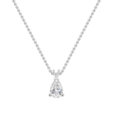 1.50 Cttw Pear Cut Solitaire Cubic Zirconia Classic Pendant with 18 inch Silver Chain, 925 Sterling Silver