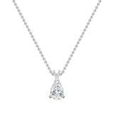 2.00 Cttw Pear Cut Solitaire Cubic Zirconia Classic Pendant with 18 inch Silver Chain, 925 Sterling Silver