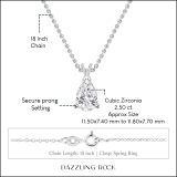 2.50 Cttw Pear Cut Solitaire Cubic Zirconia Classic Pendant with 18 inch Silver Chain, 925 Sterling Silver