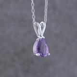1.00 Carat (ctw) Sterling Silver Pear Cut Amethyst Ladies Solitaire Pendant (Chain Included) 1 CT