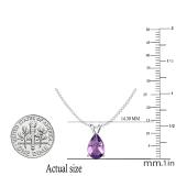 1.00 Carat (ctw) Sterling Silver Pear Cut Amethyst Ladies Solitaire Pendant (Chain Included) 1 CT