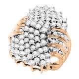 4.70 Carat (ctw) 10K Rose Gold Round Cut White Diamond Ladies Cluster Cocktail Right Hand Ring