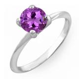 1.50 Carat (ctw) Sterling Silver Round Cut Amethyst Ladies Solitaire Bridal Engagement Ring 1 1/2 CT