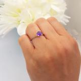 1.50 Carat (ctw) Sterling Silver Round Cut Amethyst Ladies Solitaire Bridal Engagement Ring 1 1/2 CT