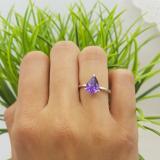 1.50 Carat (ctw) Sterling Silver Pear Cut Amethyst Ladies Solitaire Bridal Engagement Ring 1 1/2 CT