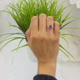 1.50 Carat (ctw) Sterling Silver Pear Cut Amethyst Ladies Solitaire Bridal Engagement Ring 1 1/2 CT