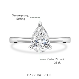 925 Sterling Silver Solitaire Ring, 1.25 ctw Pear Cubic Zirconia