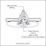 925 Sterling Silver Solitaire Ring, 2.00 ctw Pear Cubic Zirconia