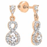 0.40 Carat (ctw) 10K Rose Gold Round Cut White Diamond Ladies Infinity Swirl Dangling Drop Earrings