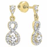 0.40 Carat (ctw) 10K Yellow Gold Round Cut White Diamond Ladies Infinity Swirl Dangling Drop Earrings