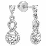 0.40 Carat (ctw) 18K White Gold Round Cut White Diamond Ladies Infinity Swirl Dangling Drop Earrings