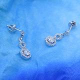 0.40 Carat (ctw) 18K White Gold Round Cut White Diamond Ladies Infinity Swirl Dangling Drop Earrings