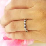0.55 Carat (ctw) 14K Yellow Gold Round Blue Sapphire And White Diamond Ladies Bridal Stackable Wedding Band Anniversary Ring 1/2 CT