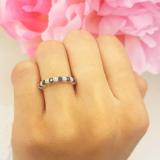 0.55 Carat (ctw) 14K Yellow Gold Round Blue Sapphire And White Diamond Ladies Bridal Stackable Wedding Band Anniversary Ring 1/2 CT