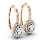 1.05 Carat (ctw) 14K Rose Gold Round Cut White Diamond Ladies Halo Style Dangling Drop Earrings 1 CT