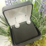 1.05 Carat (ctw) 14K Rose Gold Round Cut White Diamond Ladies Halo Style Dangling Drop Earrings 1 CT