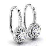 1.05 Carat (ctw) 14K White Gold Round Cut White Diamond Ladies Halo Style Dangling Drop Earrings 1 CT