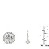 0.60 Carat (ctw) 10K Yellow Gold Round White Diamond Ladies Halo Style Flower Dangling Earrings