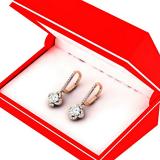 0.60 Carat (ctw) 18K Rose Gold Round White Diamond Ladies Halo Style Flower Dangling Earrings