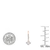 0.60 Carat (ctw) 18K Rose Gold Round White Diamond Ladies Halo Style Flower Dangling Earrings