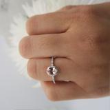 0.75 Carat (ctw) Sterling Silver Oval Cut Morganite & Round Cut White Diamond Ladies Bridal Halo Style Engagement Ring 3/4 CT
