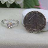 0.75 Carat (ctw) Sterling Silver Oval Cut Morganite & Round Cut White Diamond Ladies Bridal Halo Style Engagement Ring 3/4 CT