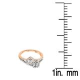 0.27 Carat (ctw) 10K Rose Gold Round White Diamond Ladies Bridal Promise Double Heart Engagement Ring 1/4 CT