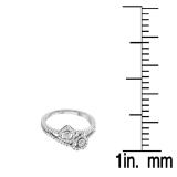 0.27 Carat (ctw) 10K White Gold Round White Diamond Ladies Bridal Promise Double Heart Engagement Ring 1/4 CT