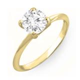 IGI CERTIFIED 0.50 Carat (ctw) 18K Yellow Gold Round Cut White Diamond Ladies Bridal Engagement Solitaire Ring 1/2 CT