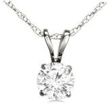 IGI CERTIFIED 0.50 Carat (ctw) 14K White Gold Round Cut White Diamond Ladies Solitaire Pendant 1/2 CT