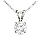 IGI CERTIFIED 0.40 Carat (ctw) 14K White Gold Round Cut White Diamond Ladies Solitaire Pendant