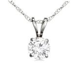 IGI CERTIFIED 0.38 Carat (ctw) 18K White Gold Round Cut White Diamond Ladies Solitaire Pendant